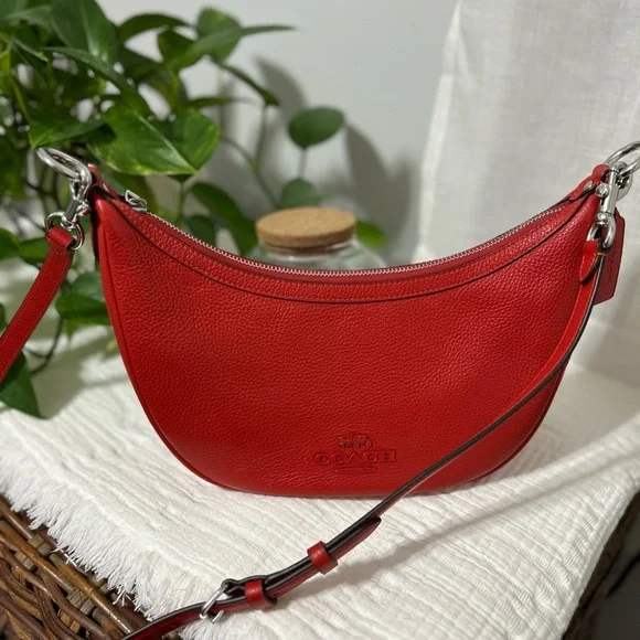 Coach Vibrant Red Leather Shoulder Bag - Picture 1 of 3